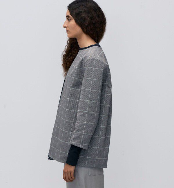 BACCA「ダブルフェイスチェック リバーシブルジャケット」|ノーカラージャケット|