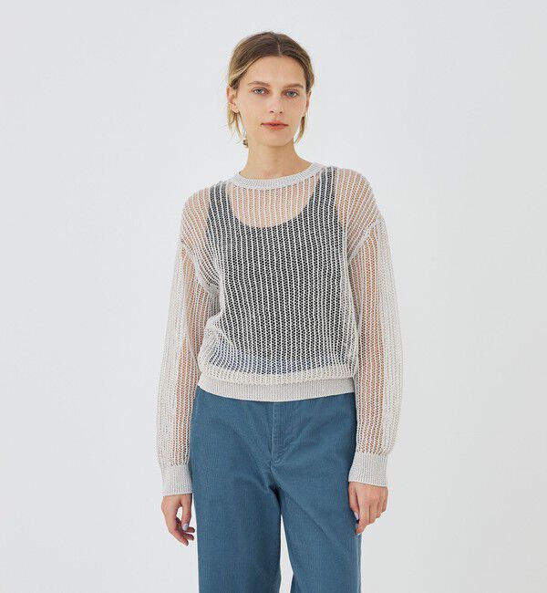 GALERIE VIE「パイエットオープンワーク クルーネックプルオーバー」|ニット・セーター|