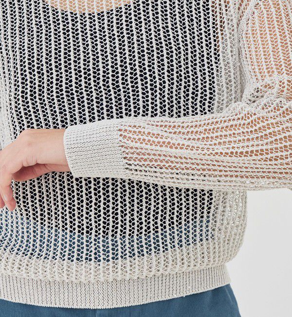 GALERIE VIE「パイエットオープンワーク クルーネックプルオーバー」|ニット・セーター|