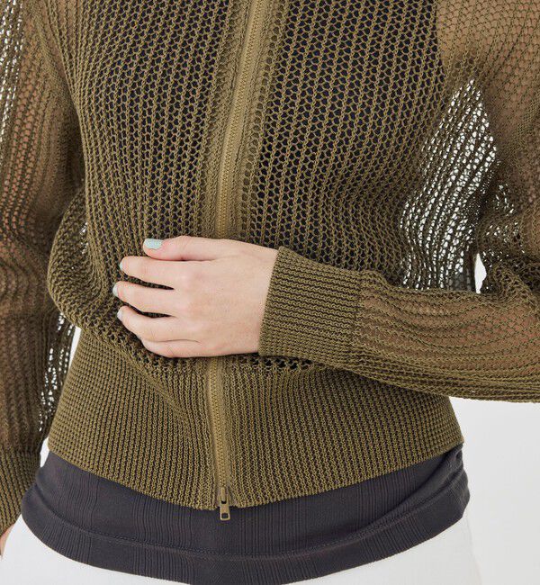 GALERIE VIE「オープンワークコットン ジップアップカーディガン」|カーディガン|