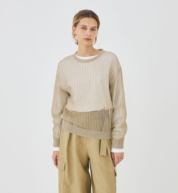 GALERIE VIE「オープンワークコットン クルーネックプルオーバー」|ニット・セーター|