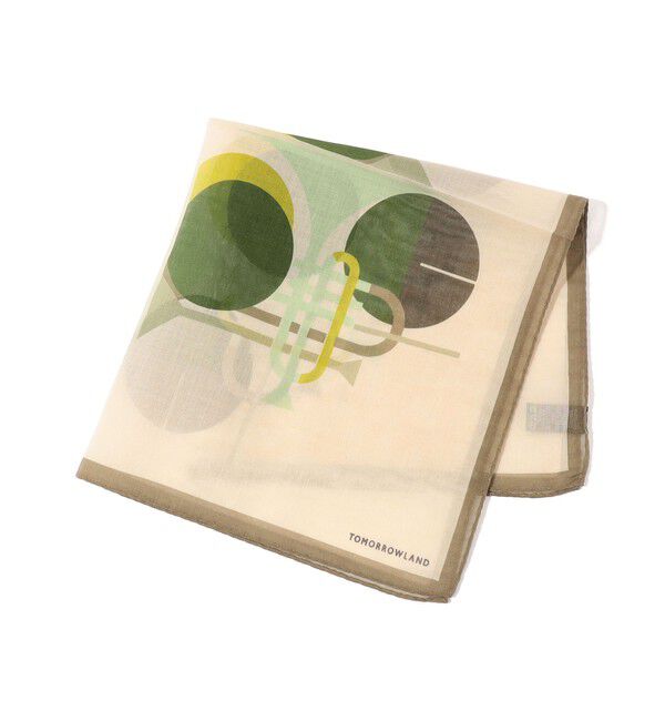 TOMORROWLAND GOODS「TOMORROWLAND コットンシルク プリントポケットチーフ」|バンダナ・スカーフ|54 グリーン系