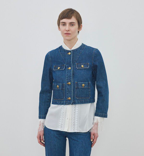 DES PRES「ハイデンシティーデニム クルーネックコンパクトジャケット」|デニムジャケット|