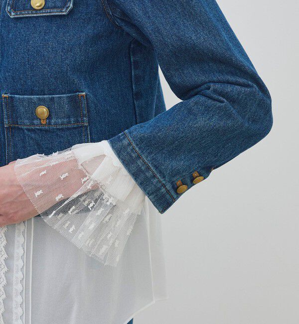 DES PRES「ハイデンシティーデニム クルーネックコンパクトジャケット」|デニムジャケット|