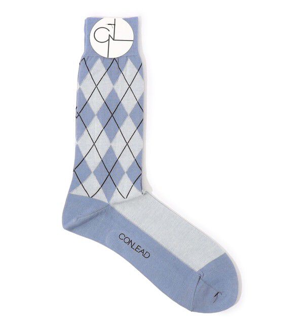 TOMORROWLAND GOODS「CONLEAD アーガイルソックス」|ソックス|72 ライトブルー系