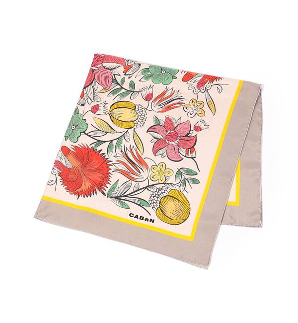CABaN「Botanical Garden シルクプリントスカーフ」|バンダナ・スカーフ|