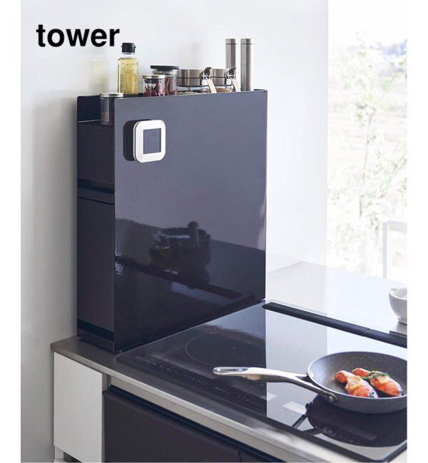 journal standard Furniture「《WEB限定》【tower/タワー】隠せる調味料ラック 2段」|食器・キッチングッズ|ブラック