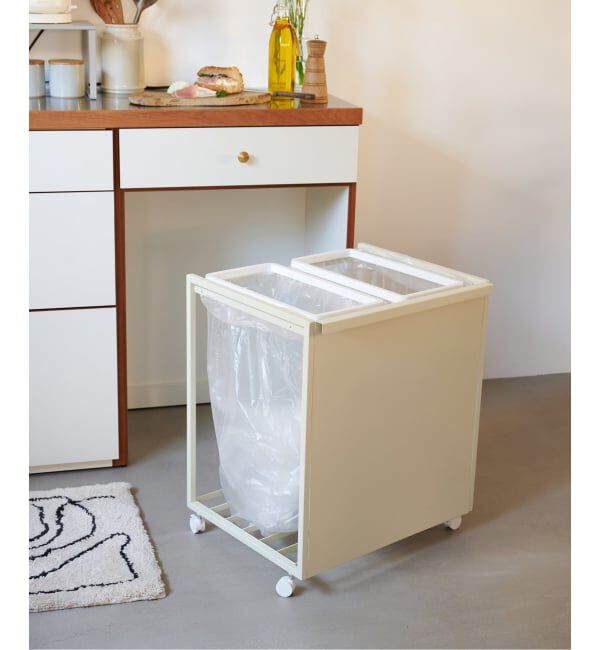 journal standard Furniture「《予約》【tower/タワー】JSF別注 目隠し分別ダストワゴン 45L 2分別」|ステーショナリー|ナチュラル