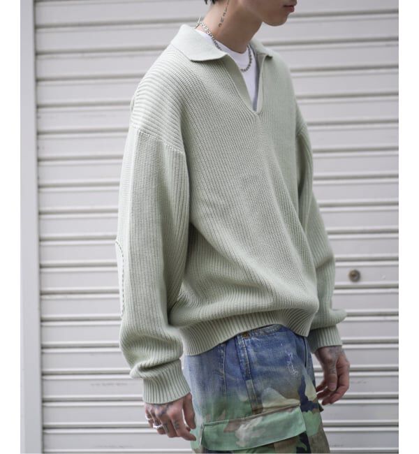 JOINT WORKS「スリーブ パッチ スキッパーニット / Sleeve Patch Skipper Knit」|ニット・セーター|