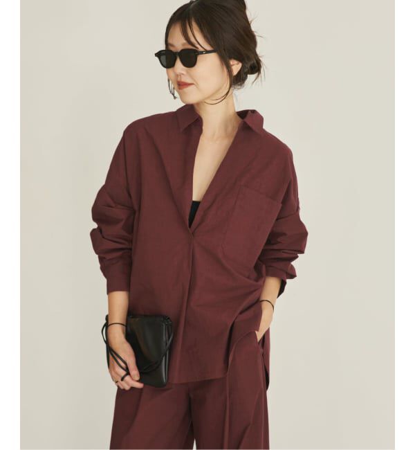 Plage「relaxy slit シャツ」|シャツ・ブラウス|ボルドー