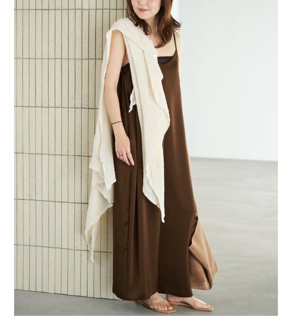 Plage「《予約》dull satin パンツドレス」|オールインワン|ブラウン A