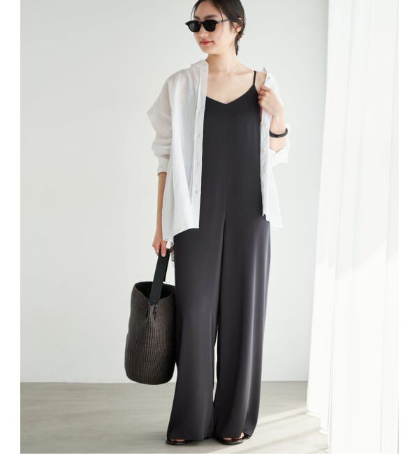 Plage「《予約》dull satin パンツドレス」|オールインワン|ネイビー