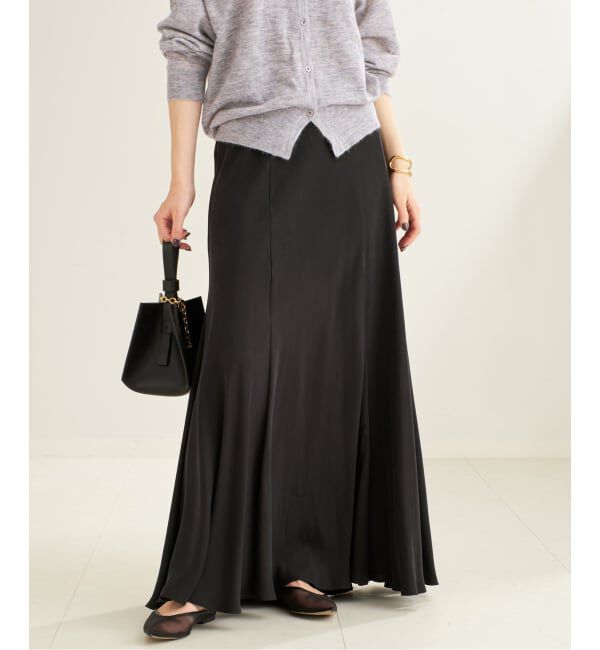 Plage「《追加予約》Washable Fibril ロングスカート 2」|スカート|ブラック