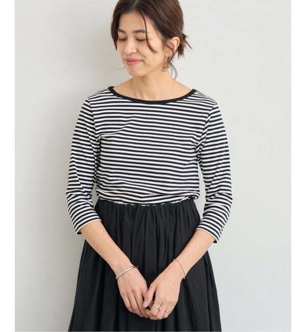 IENA「ATON/エイトン 別注 SUVIN FRAISE ボートネック ボーダーTシャツ」|Tシャツ・カットソー|