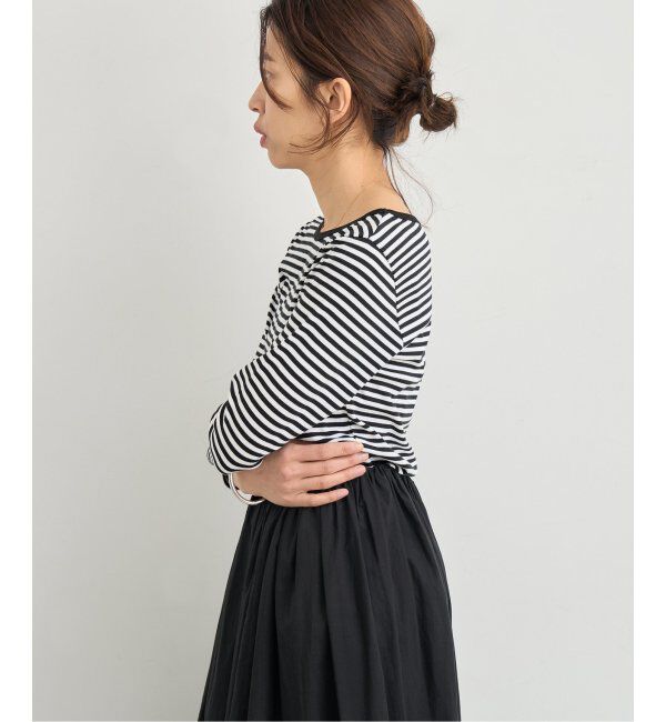 IENA「ATON/エイトン 別注 SUVIN FRAISE ボートネック ボーダーTシャツ」|Tシャツ・カットソー|