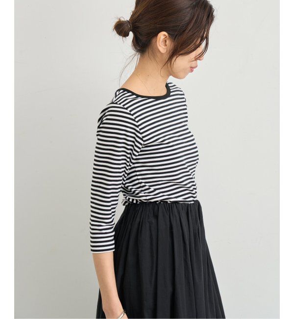 IENA「ATON/エイトン 別注 SUVIN FRAISE ボートネック ボーダーTシャツ」|Tシャツ・カットソー|