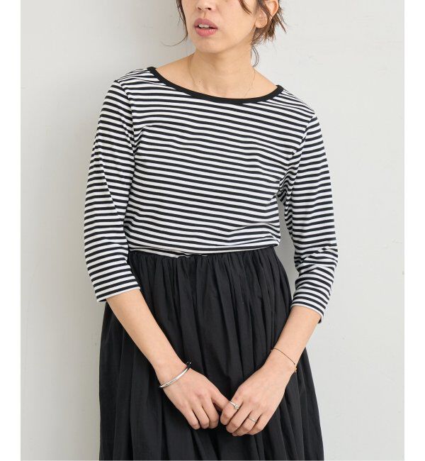 IENA「ATON/エイトン 別注 SUVIN FRAISE ボートネック ボーダーTシャツ」|Tシャツ・カットソー|