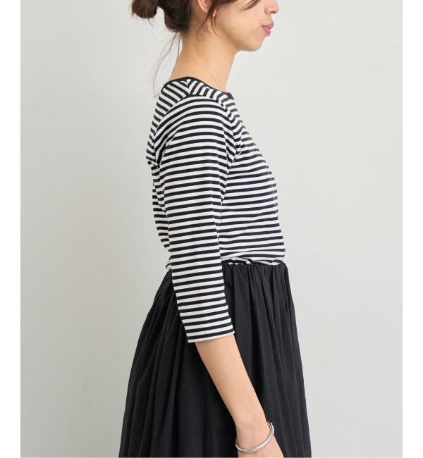 IENA「ATON/エイトン 別注 SUVIN FRAISE ボートネック ボーダーTシャツ」|Tシャツ・カットソー|