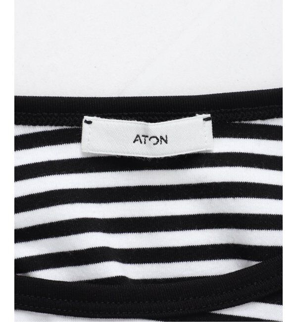 IENA「ATON/エイトン 別注 SUVIN FRAISE ボートネック ボーダーTシャツ」|Tシャツ・カットソー|