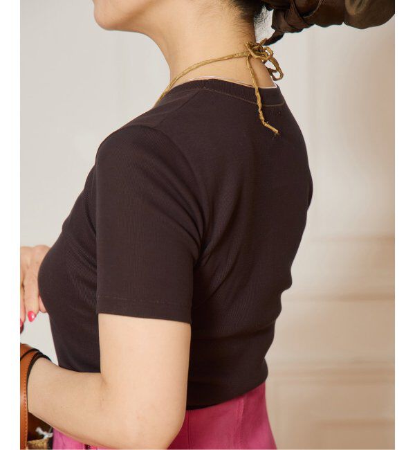 IENA LA BOUCLE「《追加》IENA LA BOUCLE ライトリブハーフスリーブプルオーバー2」|Tシャツ・カットソー|ブラウン