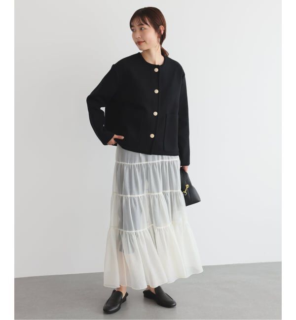 SLOBE IENA「《一部WEB・店舗限定カラーあり》ダブルフェイスニットジャケット」|カーディガン|