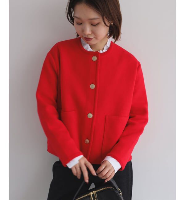SLOBE IENA「《一部WEB・店舗限定カラーあり》ダブルフェイスニットジャケット」|カーディガン|