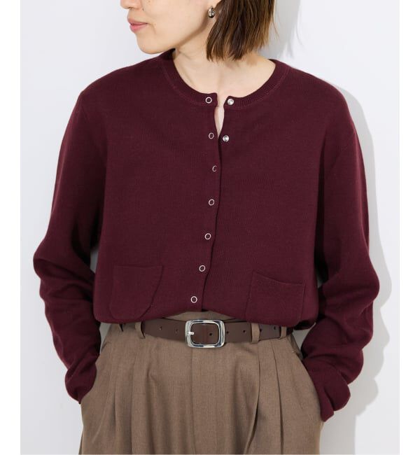 SLOBE IENA「《セットアップ対応可》コットンダブルフェイスカーディガン」|カーディガン|ボルドー
