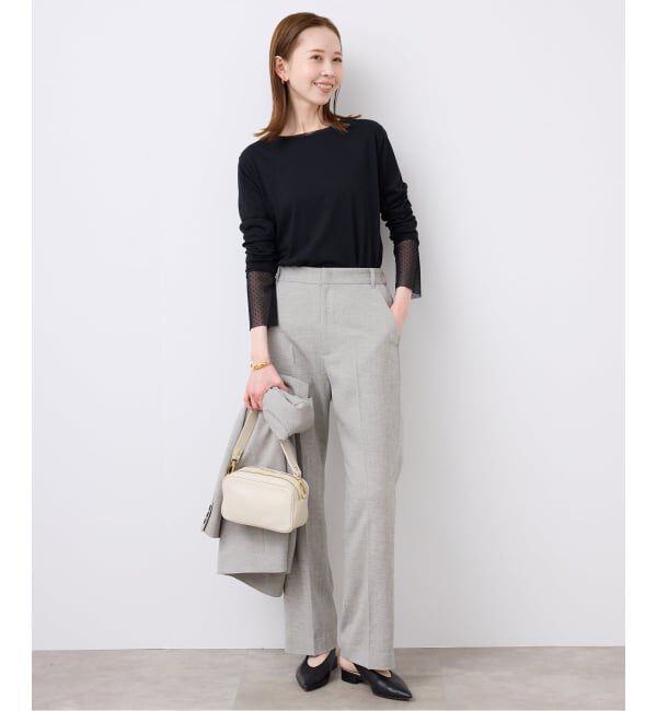 SLOBE IENA「《追加3》レイヤードフロッキードットスリーブロンTEE」|Tシャツ・カットソー|