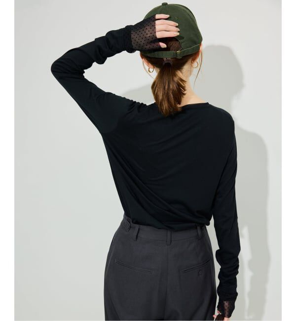 SLOBE IENA「《追加3》レイヤードフロッキードットスリーブロンTEE」|Tシャツ・カットソー|