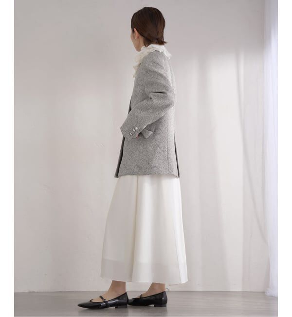 IENA「&NAVY ツィーディーダブルジャケット」|ノーカラージャケット|