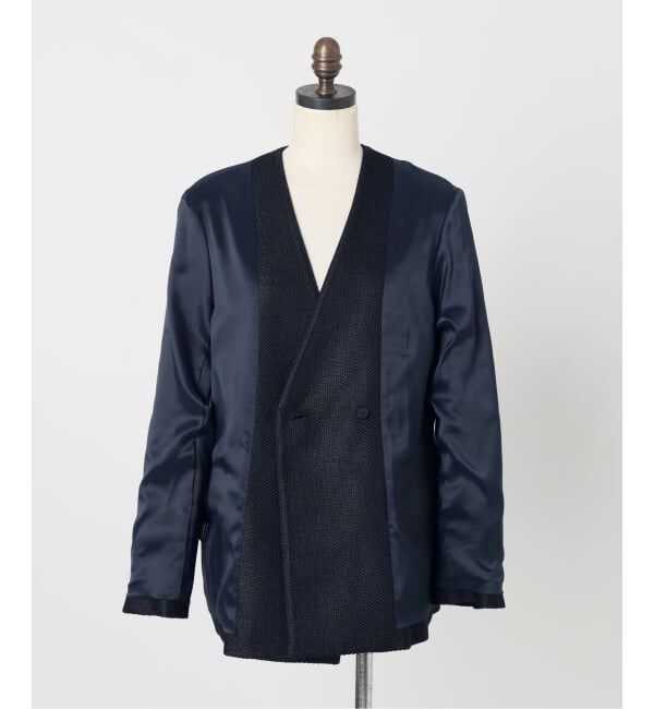 IENA「&NAVY ツィーディーダブルジャケット」|ノーカラージャケット|
