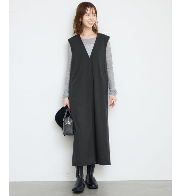 SLOBE IENA「《WEB限定/追加》TR Vネックジャンパースカート」|ワンピース|