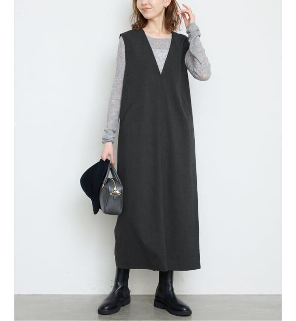 SLOBE IENA「《WEB限定/追加》TR Vネックジャンパースカート」|ワンピース|