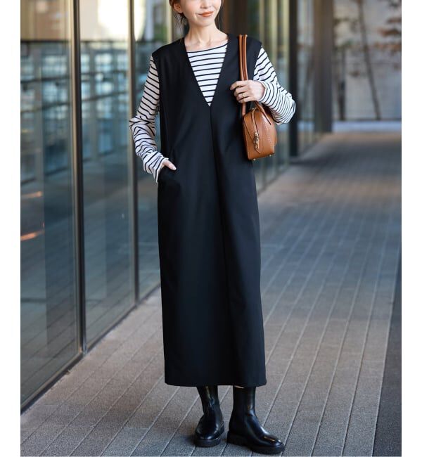 SLOBE IENA「《WEB限定/追加》TR Vネックジャンパースカート」|ワンピース|