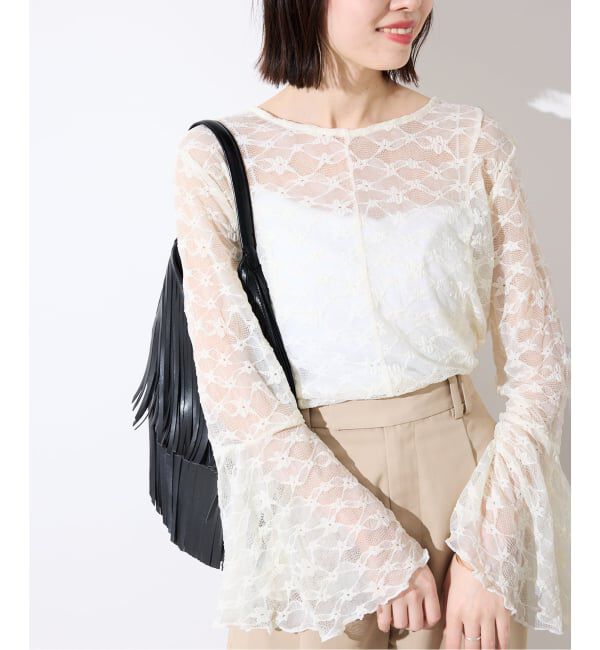 SLOBE IENA「《WEB・一部店舗限定/追加》レーススリーブブラウス」|シャツ・ブラウス|ナチュラル