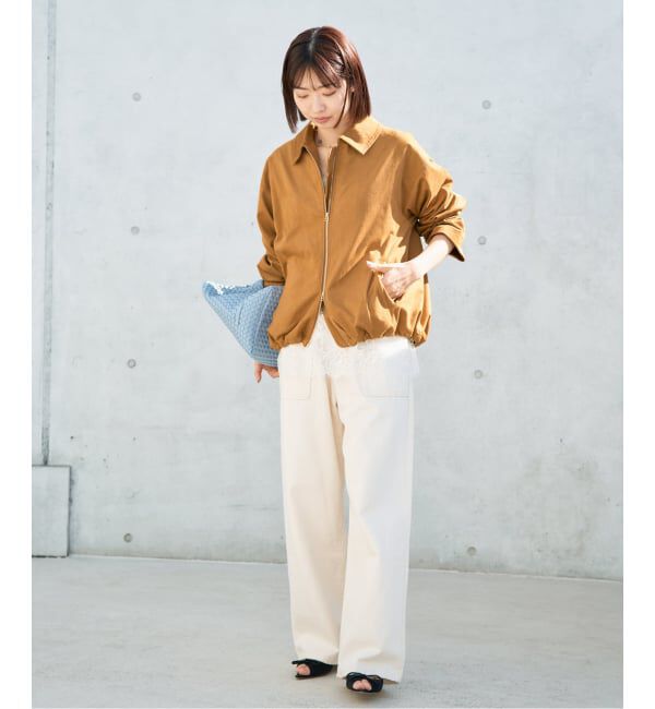 IENA「フェイクスエードブルゾン」|ライダースジャケット|