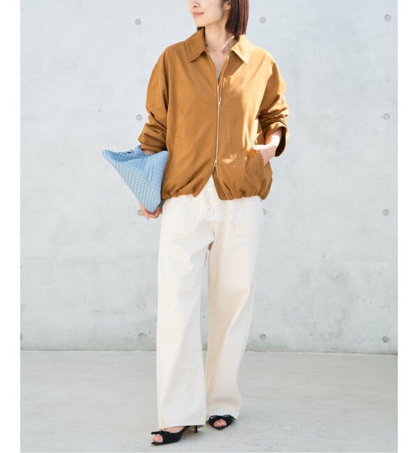 IENA「フェイクスエードブルゾン」|ライダースジャケット|