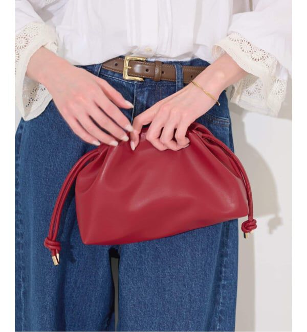 SLOBE IENA「《追加2》SLOBE 3WAY スムース巾着バッグ」|その他|レッド