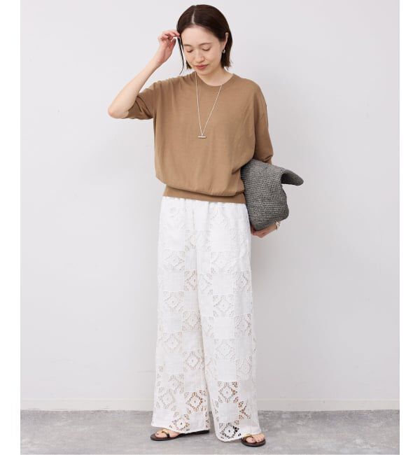 SLOBE IENA「《シリーズあり》コットンキュプラハーフスリーブプルオーバー」|ニット・セーター|