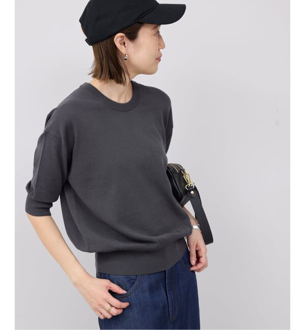 SLOBE IENA「《シリーズあり》コットンキュプラハーフスリーブプルオーバー」|ニット・セーター|