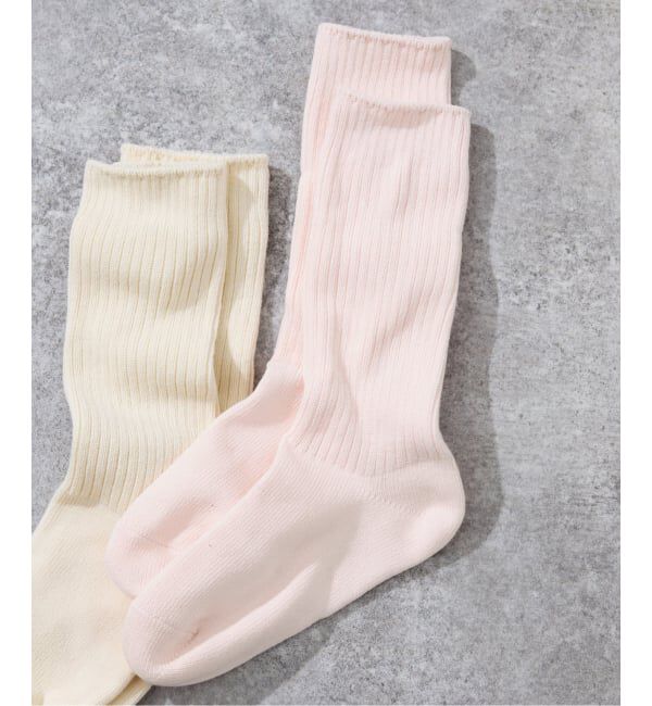 SLOBE IENA「《単品/追加》ルーズリブソックス」|ソックス|ピンク A