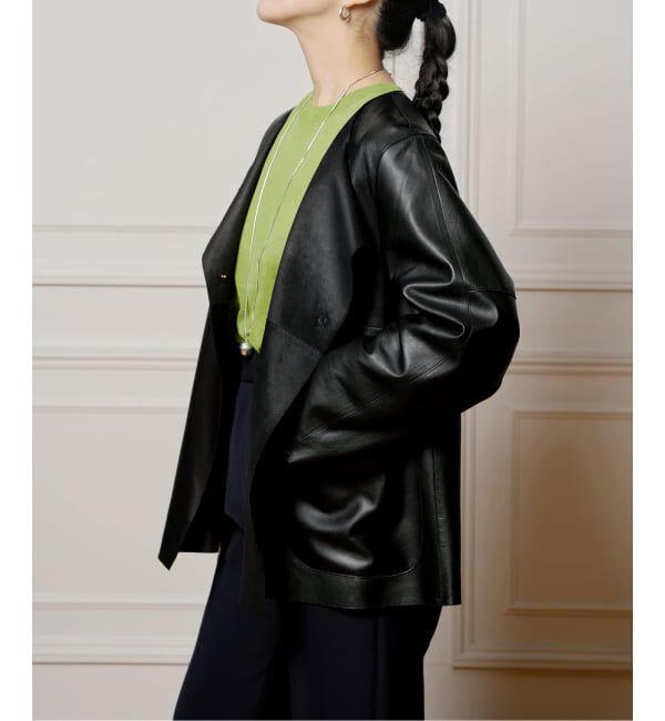 IENA LA BOUCLE「《追加》IENA LA BOUCLE SHEEPレザージャケット」|ノーカラージャケット|