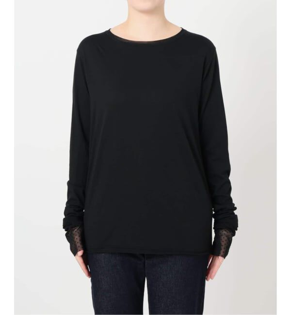 SLOBE IENA「《WEB限定/追加》レイヤードフロッキードットスリーブロンTEE」|Tシャツ・カットソー|