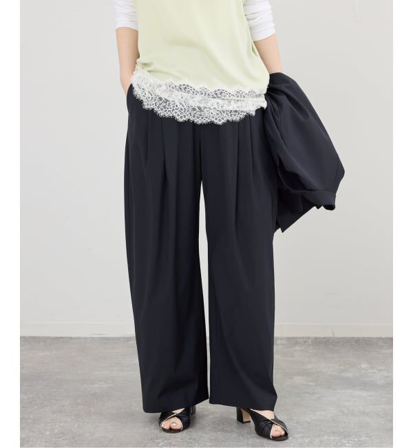 IENA「《セットアップ対応可》エアリーライトコクーンパンツ」|スラックス|ネイビー