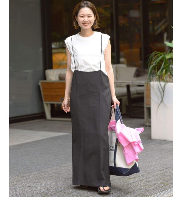 SLOBE IENA「《2枚セット/WEB限定/追加予約》アイラインキャミワンピース&times;ノースリーブTEEセット」|ワンピース|ブラック