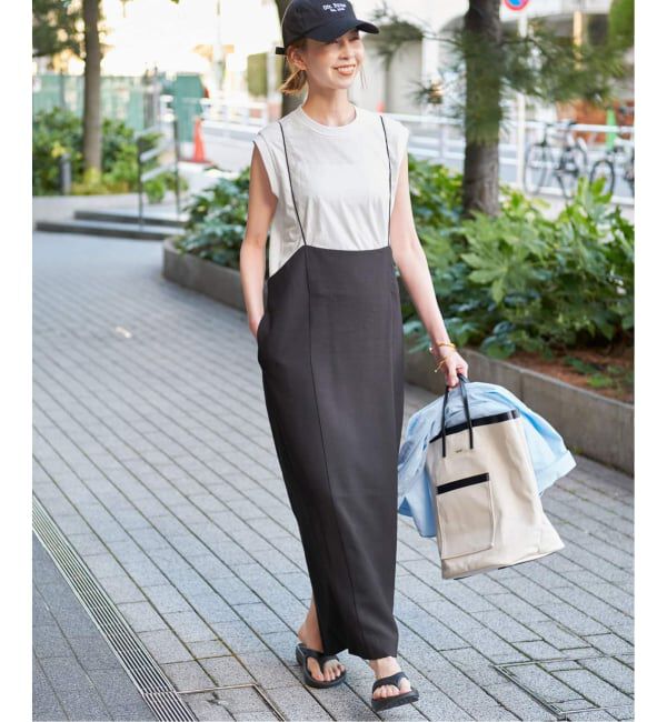 SLOBE IENA「《2枚セット/WEB限定/追加予約》アイラインキャミワンピース&times;ノースリーブTEEセット」|ワンピース|