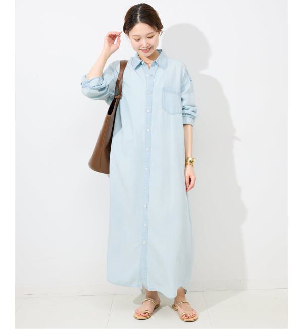 SLOBE IENA「《WEB限定/追加予約》デニムライクシャツワンピース」|ワンピース|