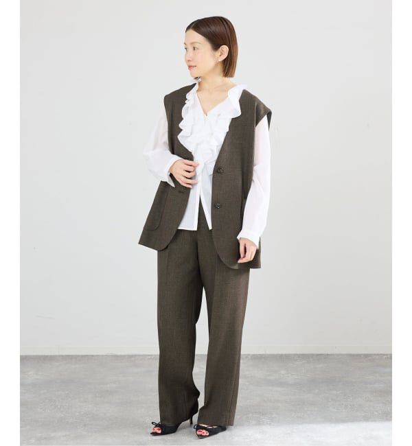 IENA「《セットアップ対応》ウォッシャブル シャークツイード ジレ」|その他|