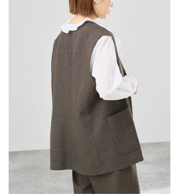 IENA「《セットアップ対応》ウォッシャブル シャークツイード ジレ」|その他|