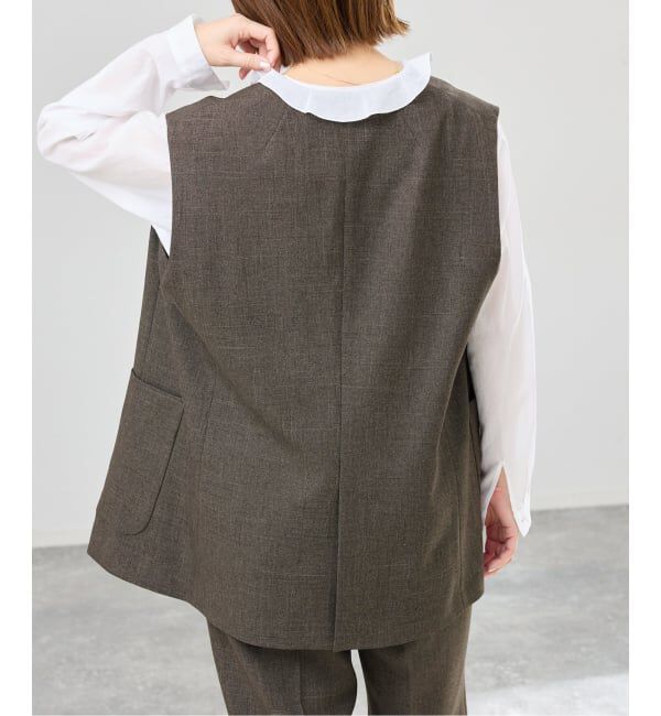 IENA「《セットアップ対応》ウォッシャブル シャークツイード ジレ」|その他|